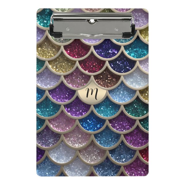 Mermaid Glam Glitter Scales Mini Clipboard (Front)