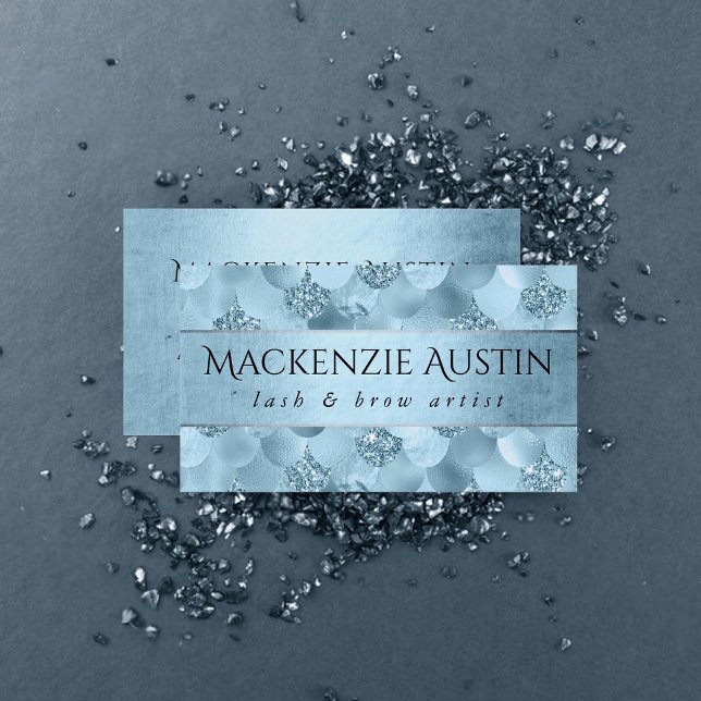 Mermaid Glam Scale | Dusty Ice Blue Sheen Branding Business Card (Creator Uploaded)