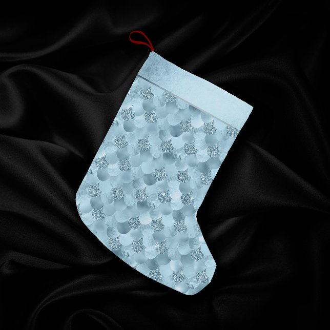 Mermaid Glam Scale | Dusty Ice Blue Sheen Lustre Small Christmas Stocking (Creator Uploaded)