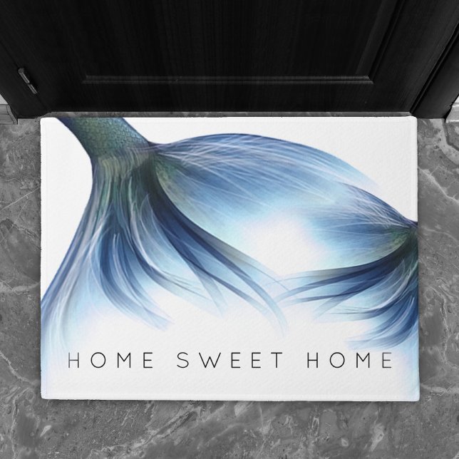 Mermaid Glam Tail | Dusty Ice Blue Home Sweet Home Doormat (Creator Uploaded)