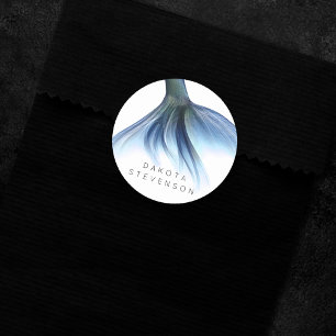 Mermaid Glam Tail Dusty Ice Blue Lustre Custom Classic Round Sticker