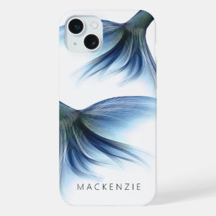Mermaid Glam Tail Dusty Ice Blue Lustre Custom iPhone 15 Plus Case