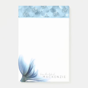 Mermaid Glam Tail   Dusty Ice Blue Lustre Custom Post-it Notes