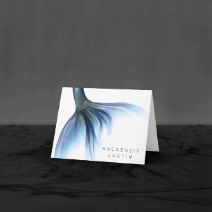 Mermaid Glam Tail Dusty Ice Blue Lustre Custom Thank You Card