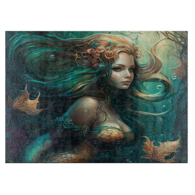 Mermaid Glass Cutting Board (Front)
