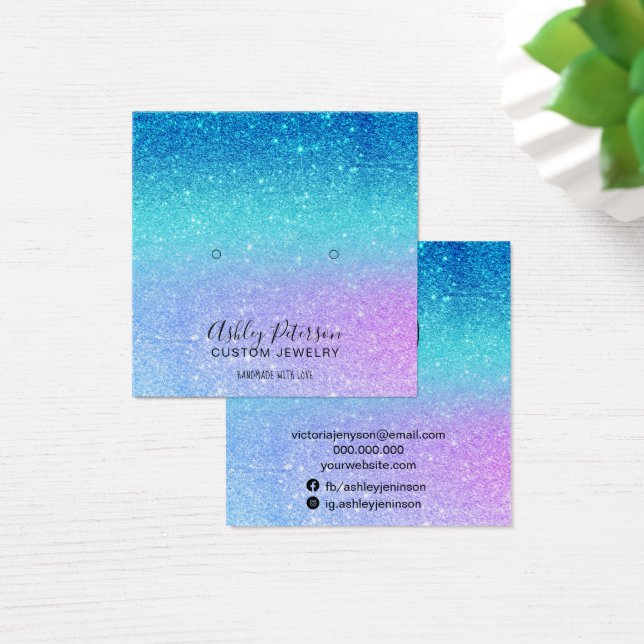 mermaid glitter blue purple studs earrings display (Desk)