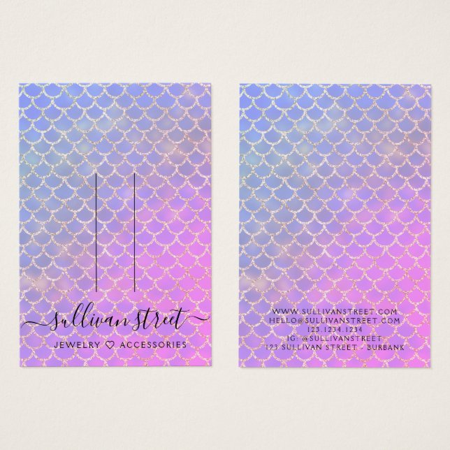 Mermaid Glitter Hair Clip Jewellery Display Card (Front & Back)