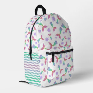 Mermaid Glitter Pattern Printed Backpack
