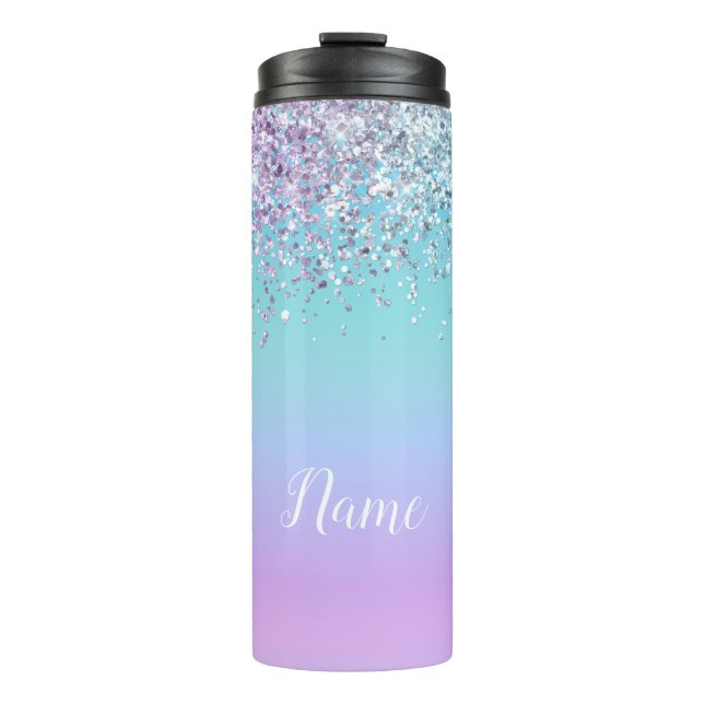 Mermaid Glitter Personalised Thermal Tumbler (Front)