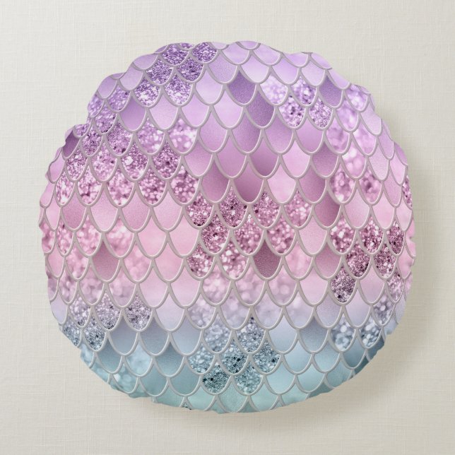Mermaid Glitter Scales #2a (Faux Glitter) #shiny  Round Cushion (Front)