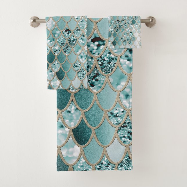 Mermaid Glitter Scales #3 #shiny Bath Towel Set (Insitu)