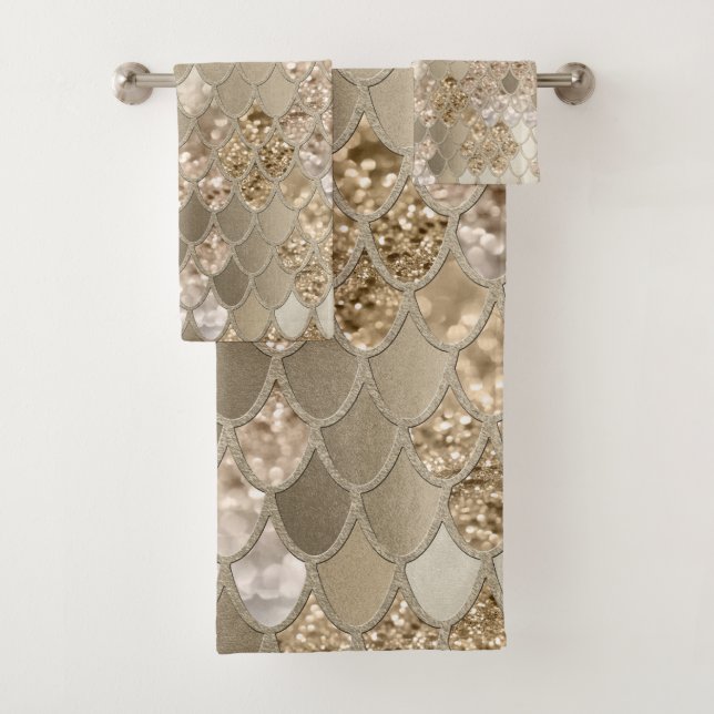 Mermaid Glitter Scales #5 #shiny #decor Bath Towel Set (Insitu)
