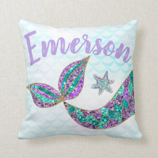 mermaid glitter tail with your name, cushion