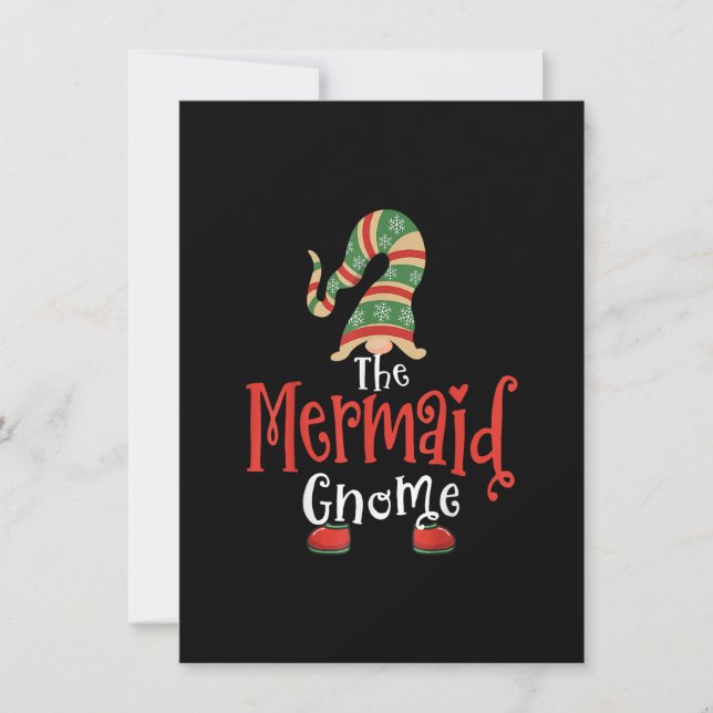 Mermaid Gnome Matching Family Group Christmas Paja Invitation (Front)