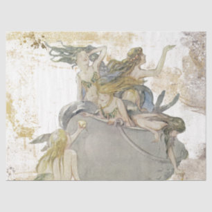Mermaid Gold Silver Distressed Vintage Decoupage   Tissue Paper