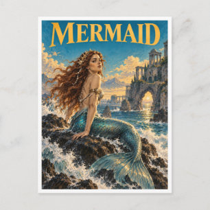 Mermaid, Gothic Fantasy Monster Postcard