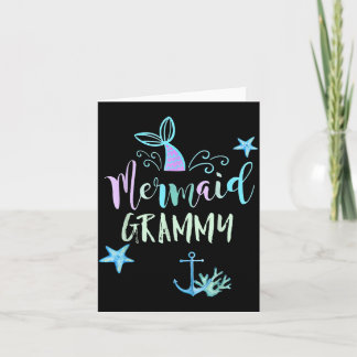 Mermaid grammy birthday mermaid family matching card