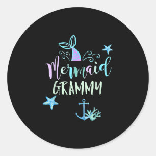 Mermaid grammy birthday mermaid family matching classic round sticker