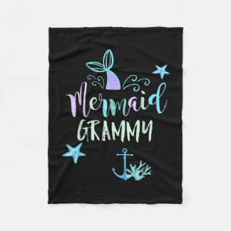 Mermaid grammy birthday mermaid family matching fleece blanket