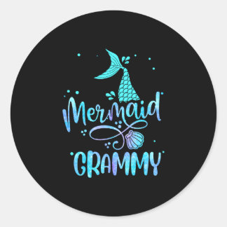 Mermaid grammy funny women family matching party classic round sticker
