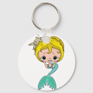 Mermaid Graphic (Blue) Key Ring