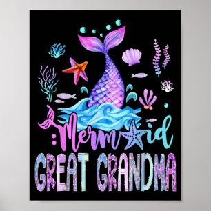 Mermaid Great Grandma Family Matching Birthday Gir Poster