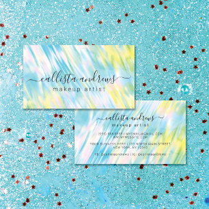 Mermaid Green Aqua Blue Holographic Makeup Artist Business Card