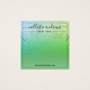 Mermaid Green Teal Glitter Necklace Display Card