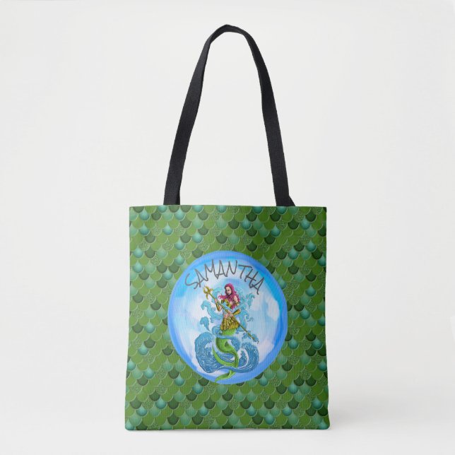 Mermaid Green Tote Bag (Front)