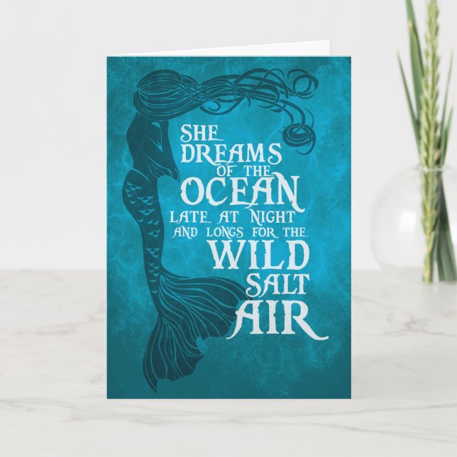 Mermaid Greetings Card - She Dreams of the Ocean (Front)