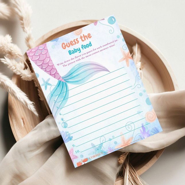 Mermaid Guess The Baby Food Baby Shower Game Card (Creator Uploaded)