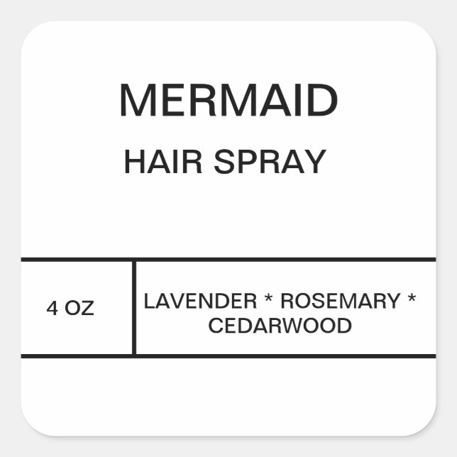 Mermaid Hair Spray Label (Front)