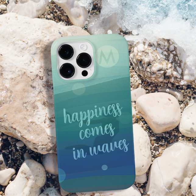 Mermaid Happiness Comes in Waves Custom Monogram Case-Mate iPhone Case (Happiness does come in waves! Add your initial to this mermaid themed phone case)