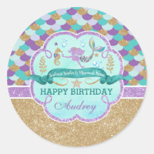 Mermaid Happy Birthday Personalised Sticker