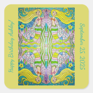 Mermaid Happy Birthday Stickers