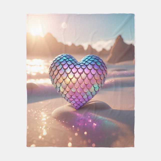 Mermaid Heart Fleece Blanket (Front)