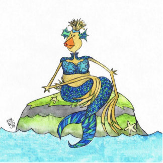 Mermaid Hen Chicken of the Sea Standing Photo Sculpture