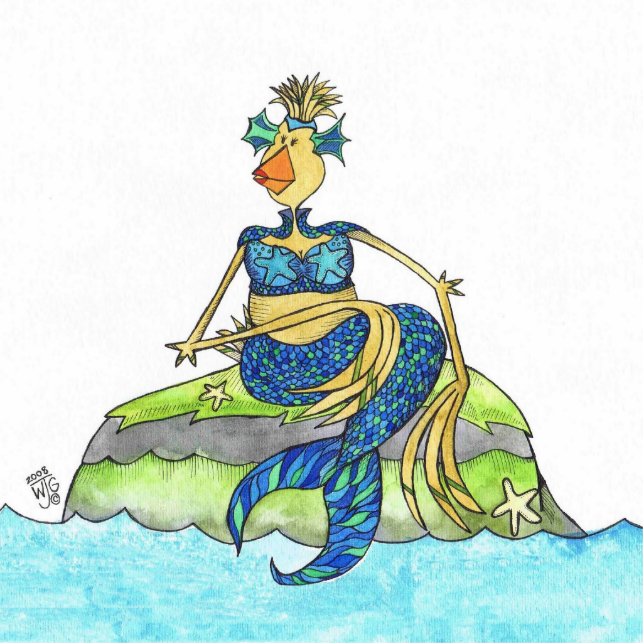 Mermaid Hen Chicken of the Sea Standing Photo Sculpture (Front)