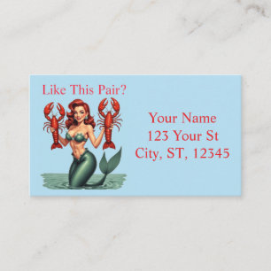 Mermaid Holding Lobsters Thunder_Cove Business Card