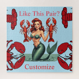 Mermaid Holding Lobsters Thunder_Cove Jigsaw Puzzle