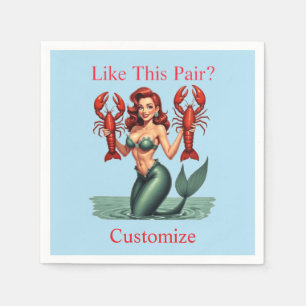 Mermaid Holding Lobsters Thunder_Cove Napkin