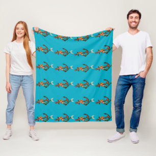 Mermaid holding onto Vintage Ships Anchor Fleece Blanket