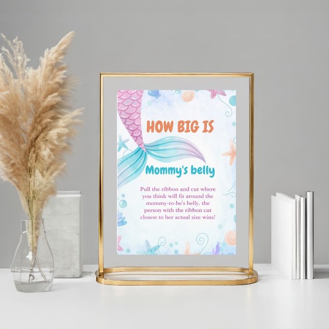 Mermaid  How Big is mummy's belly Baby Shower Game Poster (Creator Uploaded)