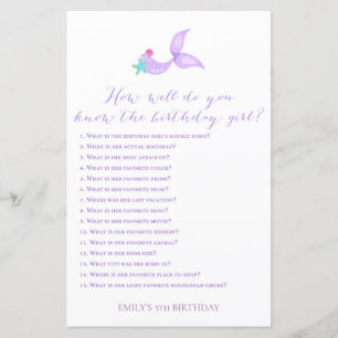 Mermaid How well do you know birthday girl
