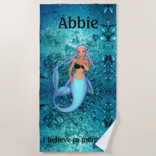 Mermaid - I Believe in Mermaids Beach Towel