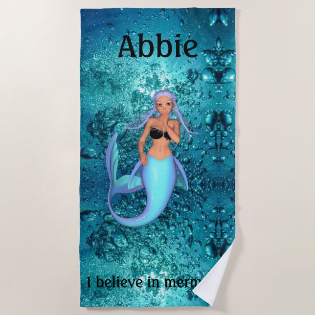 Mermaid - I Believe in Mermaids Beach Towel (Front)