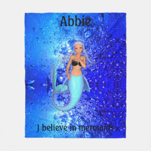 Mermaid - I Believe in Mermaids Fleece Blanket
