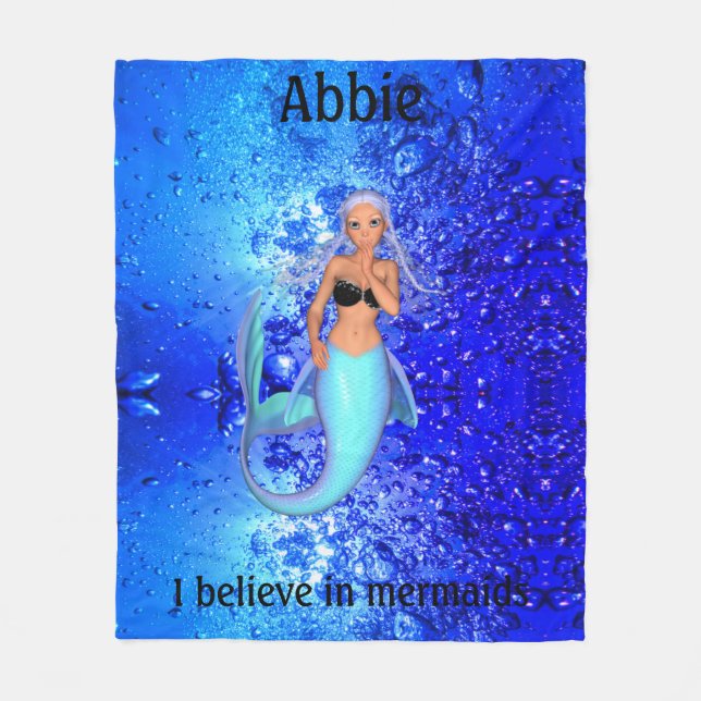 Mermaid - I Believe in Mermaids Fleece Blanket (Front)