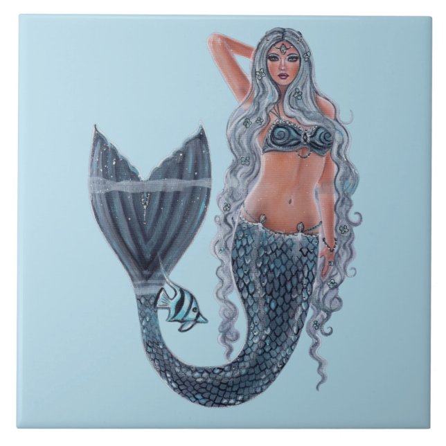 Mermaid icy waters art by Renee Lavoie  Tile (Front)