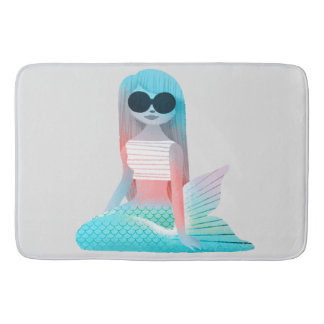 Mermaid illustration bath mat